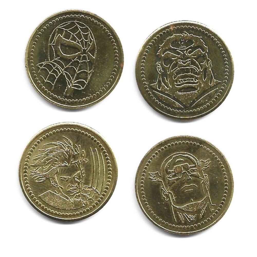 Marvel Adventure City Niagara Falls Set of 4 Superhero Video Arcade Tokens (8-5)